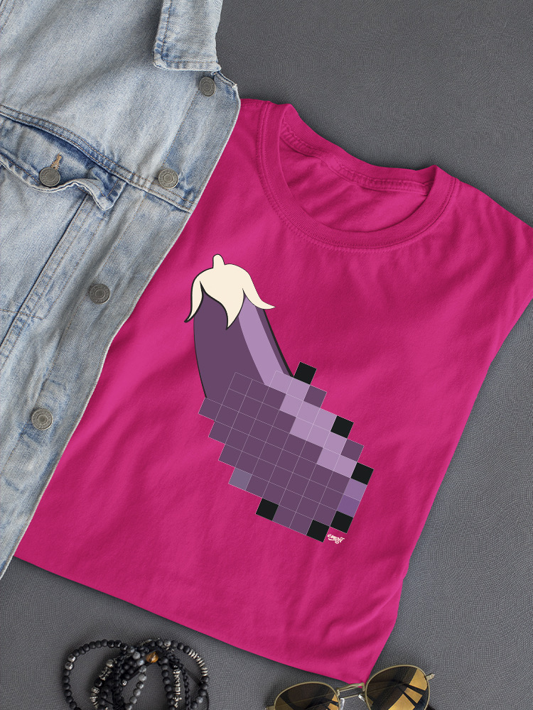 Pixel Aubergine Fun Emoji - Retro Meme Art Design Damen T-Shirt - Bild 15 von 32