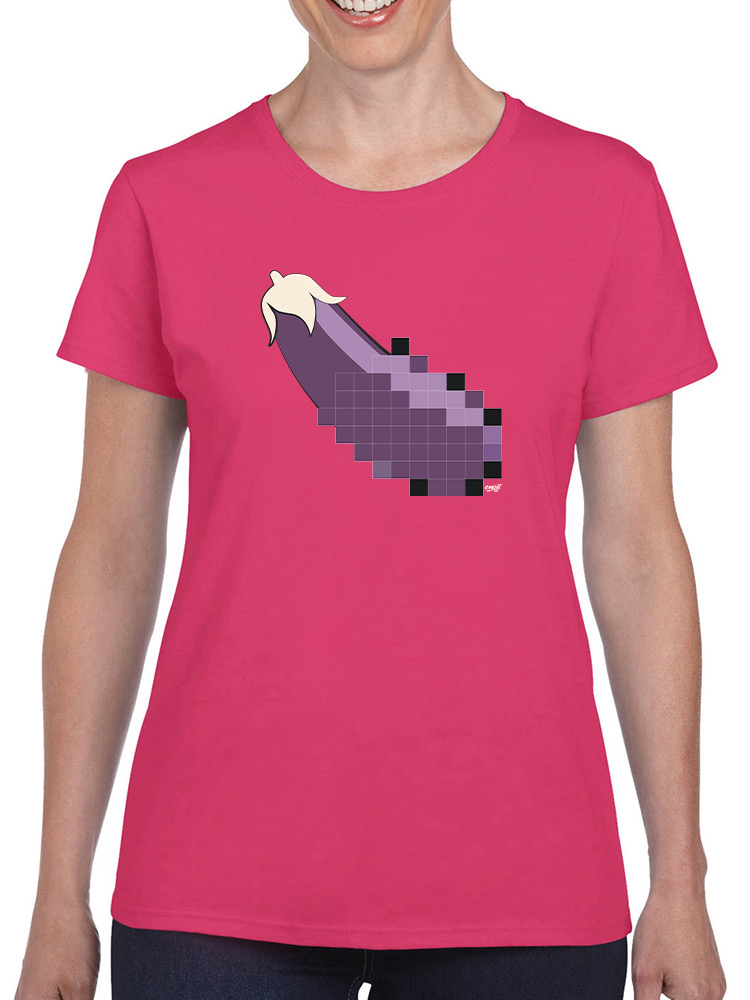 Pixel Aubergine Fun Emoji - Retro Meme Art Design Damen T-Shirt - Bild 13 von 32