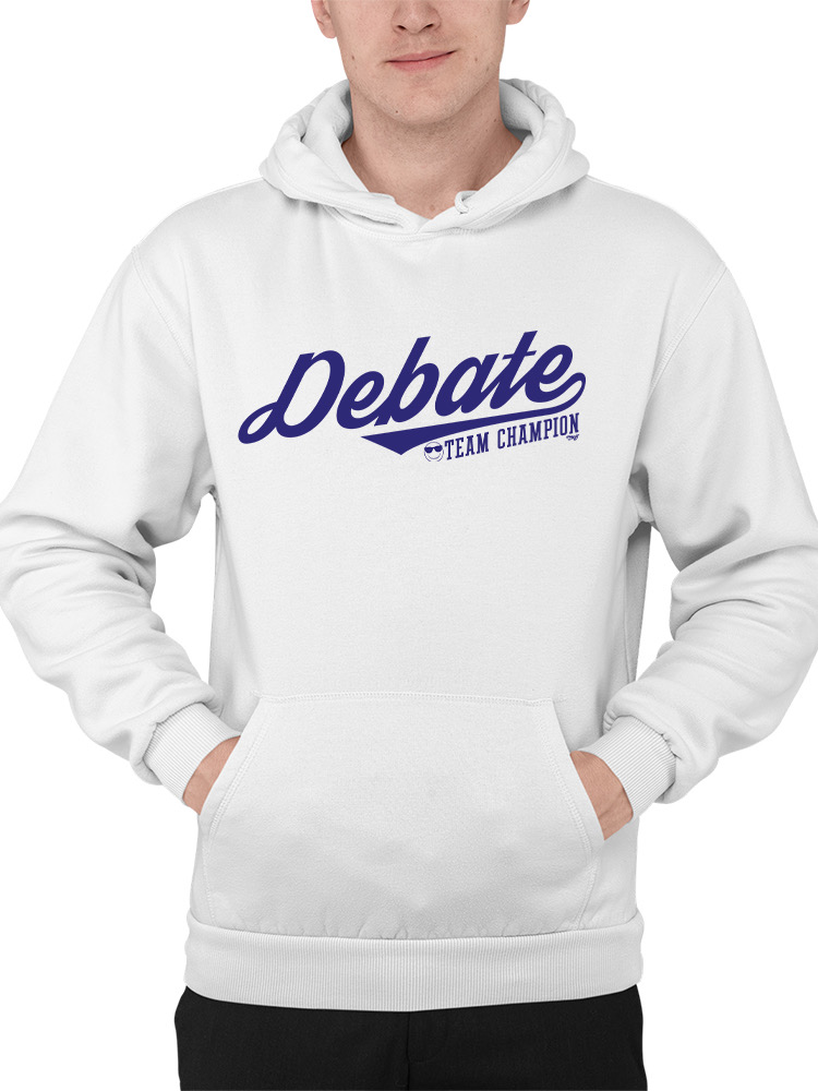 Debate Team Champion - Felpa con cappuccio uomo grafica parole vincenti - Foto 13 di 16