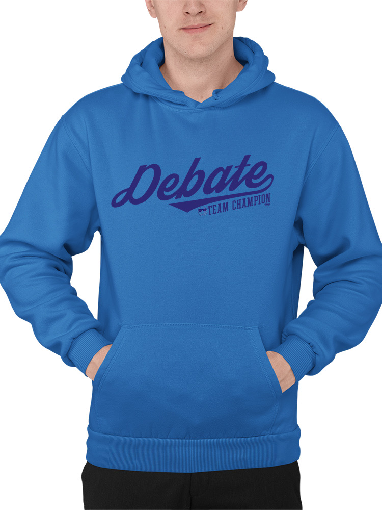 Debate Team Champion - Felpa con cappuccio uomo grafica parole vincenti - Foto 9 di 16