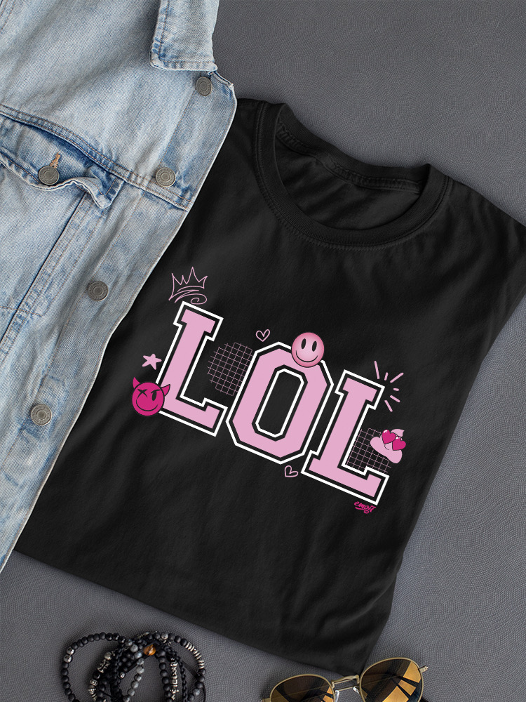 LOL Smiley Emoji Crown Pink Design Damen T-Shirt - Bild 7 von 24