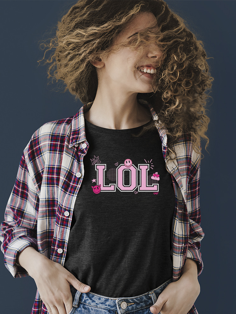LOL Smiley Emoji Crown Pink Design Damen T-Shirt - Bild 6 von 24