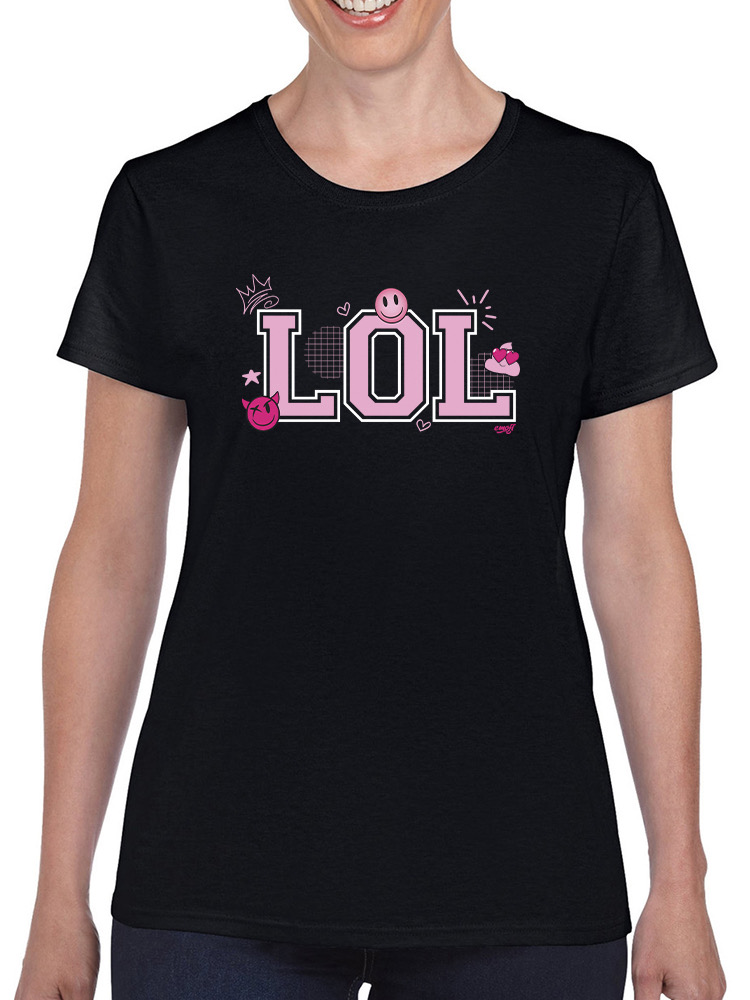 LOL Smiley Emoji Crown Pink Design Damen T-Shirt - Bild 5 von 24