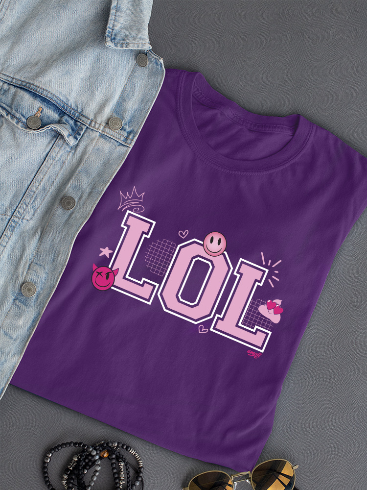 LOL Smiley Emoji Crown Pink Design Damen T-Shirt - Bild 15 von 24