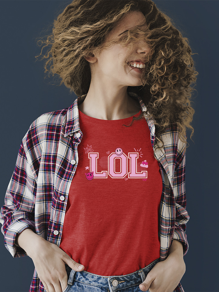 LOL Smiley Emoji Crown Pink Design Damen T-Shirt - Bild 18 von 24