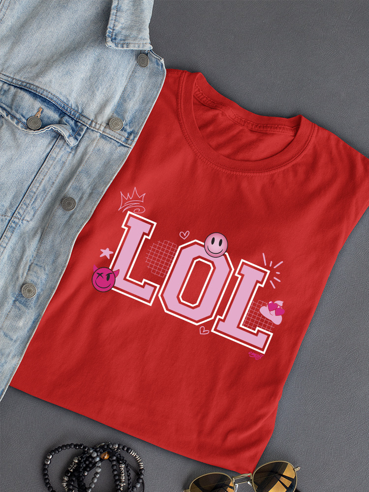 LOL Smiley Emoji Crown Pink Design Damen T-Shirt - Bild 19 von 24