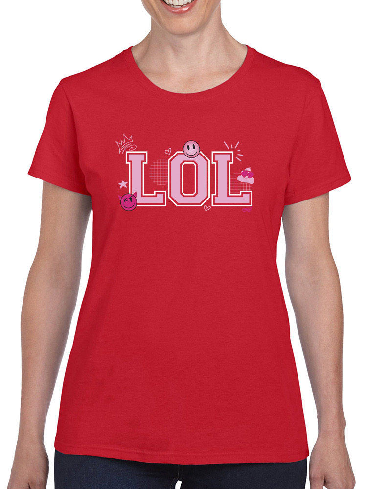 LOL Smiley Emoji Crown Pink Design Damen T-Shirt - Bild 17 von 24