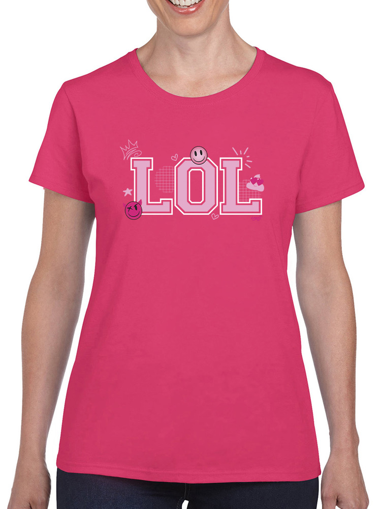 LOL Smiley Emoji Crown Pink Design Damen T-Shirt - Bild 9 von 24