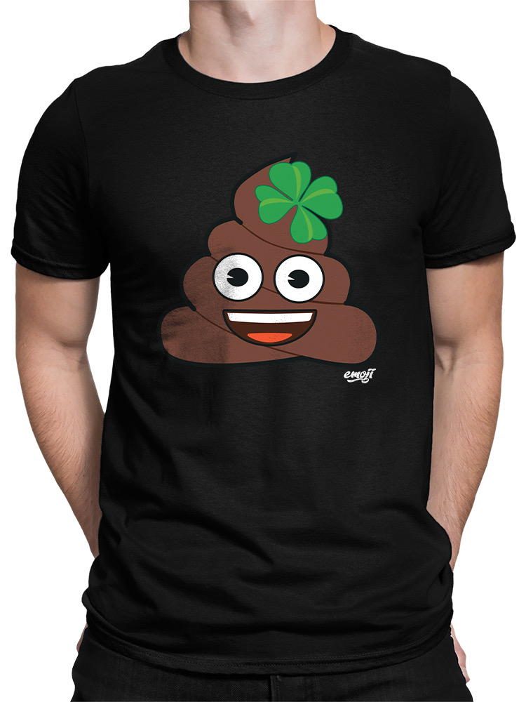 Officially Licensed Emoji Lucky Poo - Fun Clover Design Men's T-shirt - Picture 5 of 24