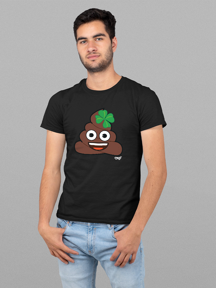 Officially Licensed Emoji Lucky Poo - Fun Clover Design Men's T-shirt - Picture 6 of 24