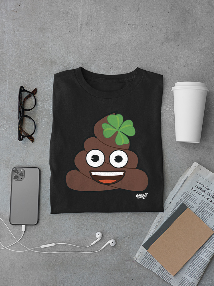 Officially Licensed Emoji Lucky Poo - Fun Clover Design Men's T-shirt - Picture 7 of 24
