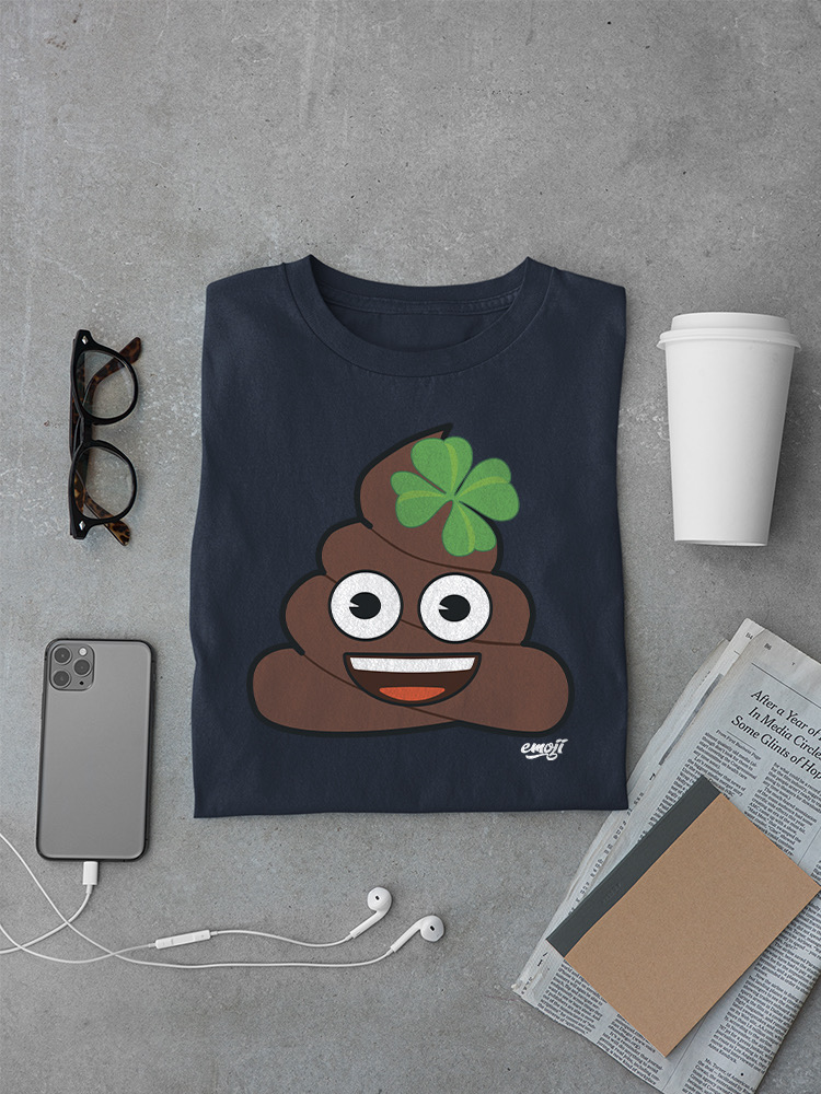 Officially Licensed Emoji Lucky Poo - Fun Clover Design Men's T-shirt - Picture 15 of 24