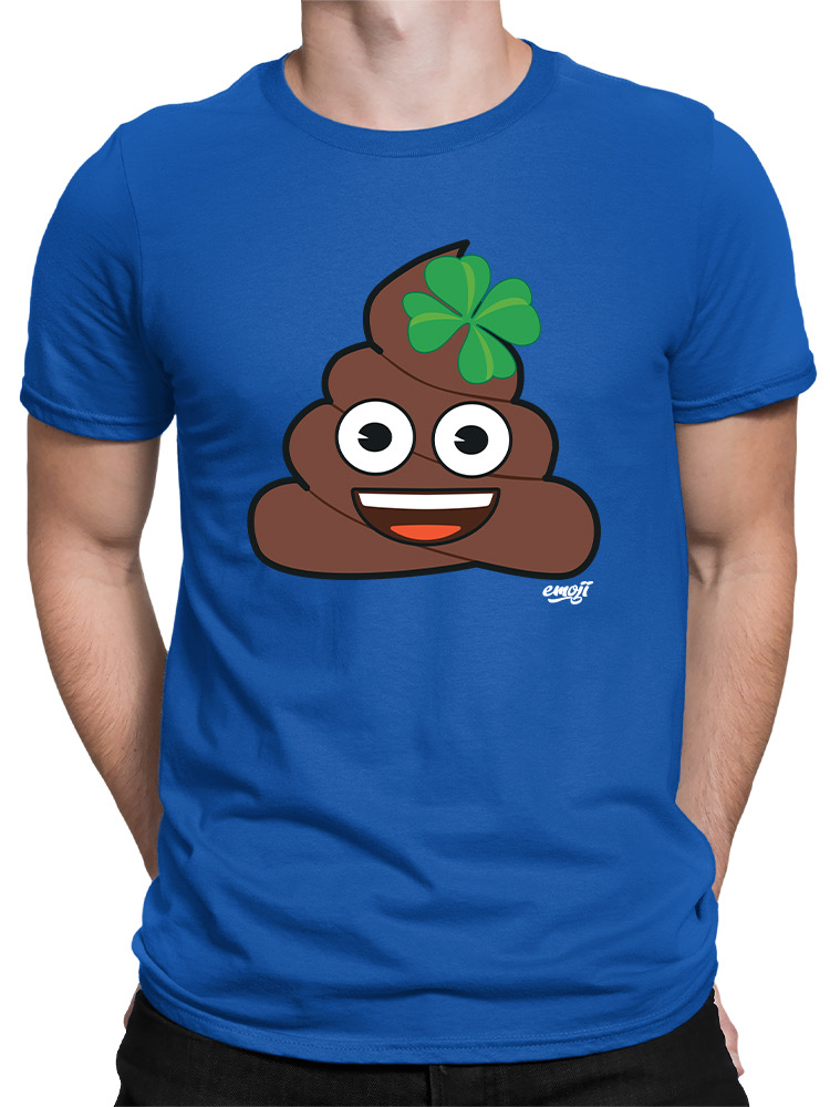 Officially Licensed Emoji Lucky Poo - Fun Clover Design Men's T-shirt - Picture 17 of 24