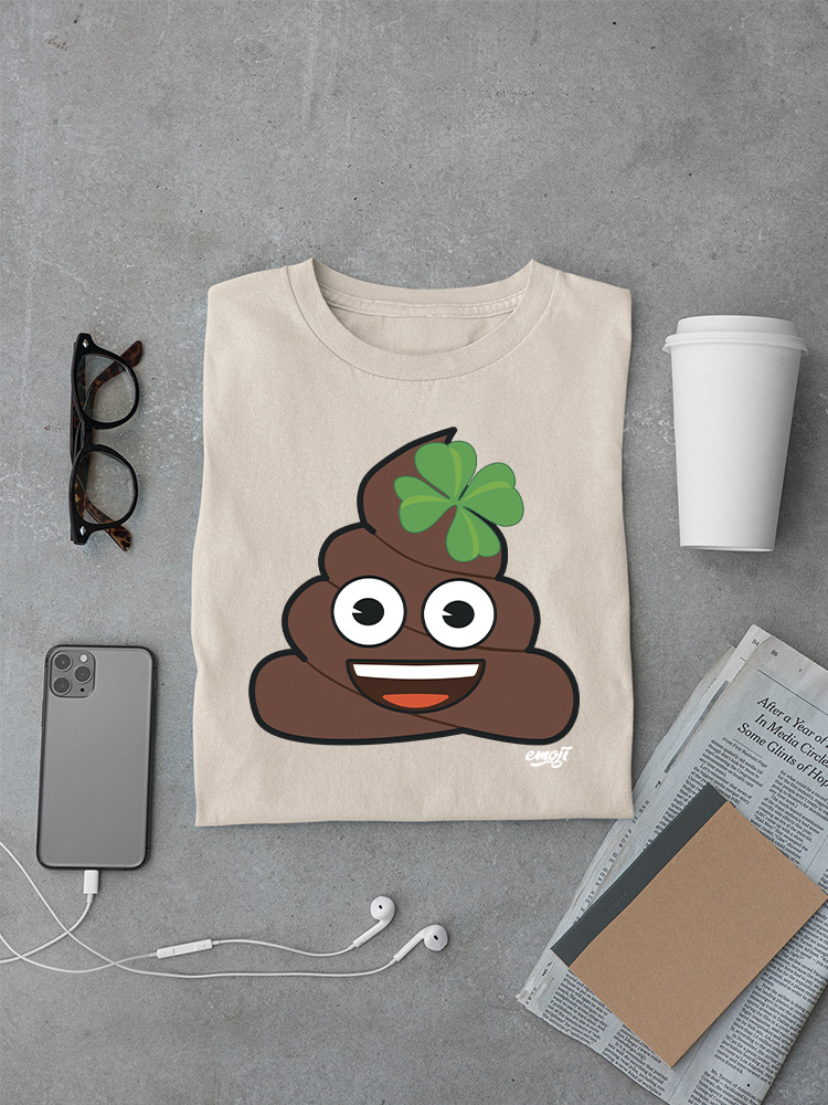 Officially Licensed Emoji Lucky Poo - Fun Clover Design Men's T-shirt - Picture 11 of 24