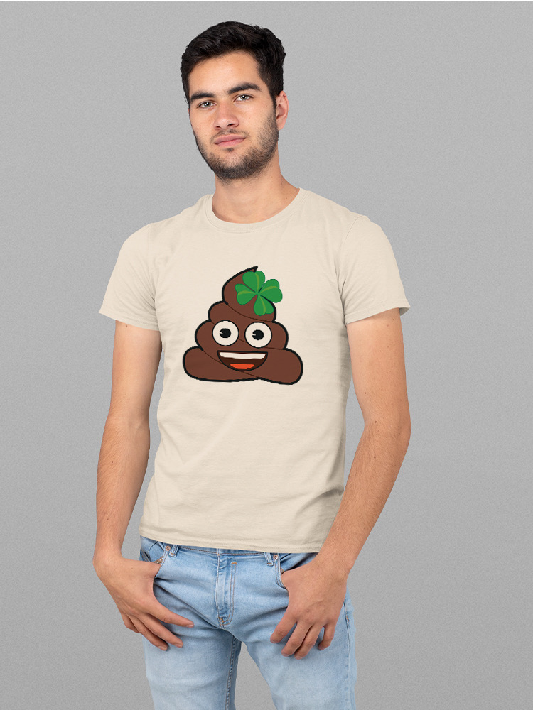 Officially Licensed Emoji Lucky Poo - Fun Clover Design Men's T-shirt - Picture 10 of 24
