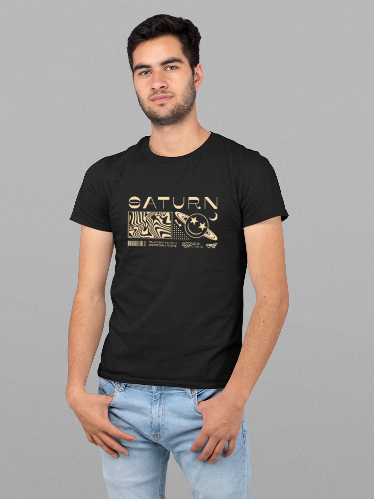 Saturn Vibes - Cosmic Planet Emoji Design Men's T-shirt - Picture 6 of 16