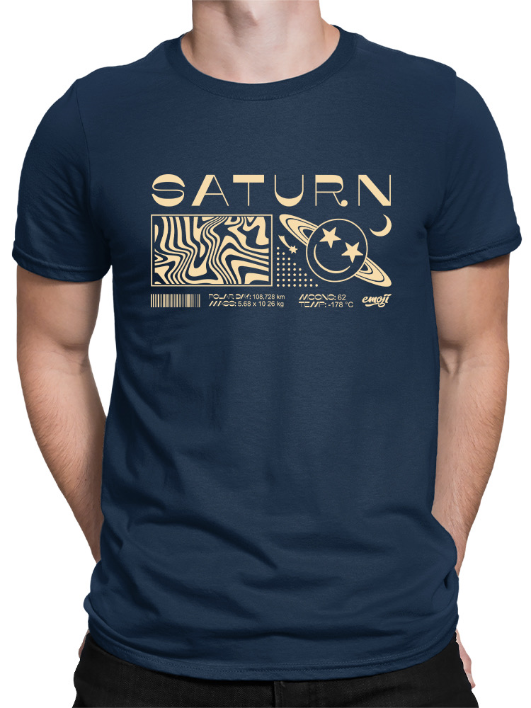Saturn Vibes - Cosmic Planet Emoji Design Men's T-shirt - Picture 9 of 16
