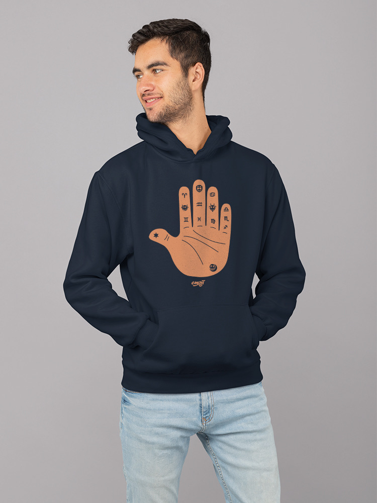 Astro Palmistry - Zodiac Hand Emoji Art Design Men's Hoodie - Bild 14 von 24