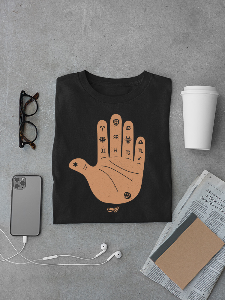Officially Licensed Emoji Astro Palmistry - Zodiac Hand Art Design Men's T-shirt - Picture 7 of 24