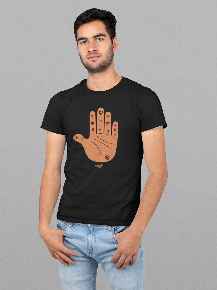 Officially Licensed Emoji Astro Palmistry - Zodiac Hand Art Design Men's T-shirt - Picture 6 of 24