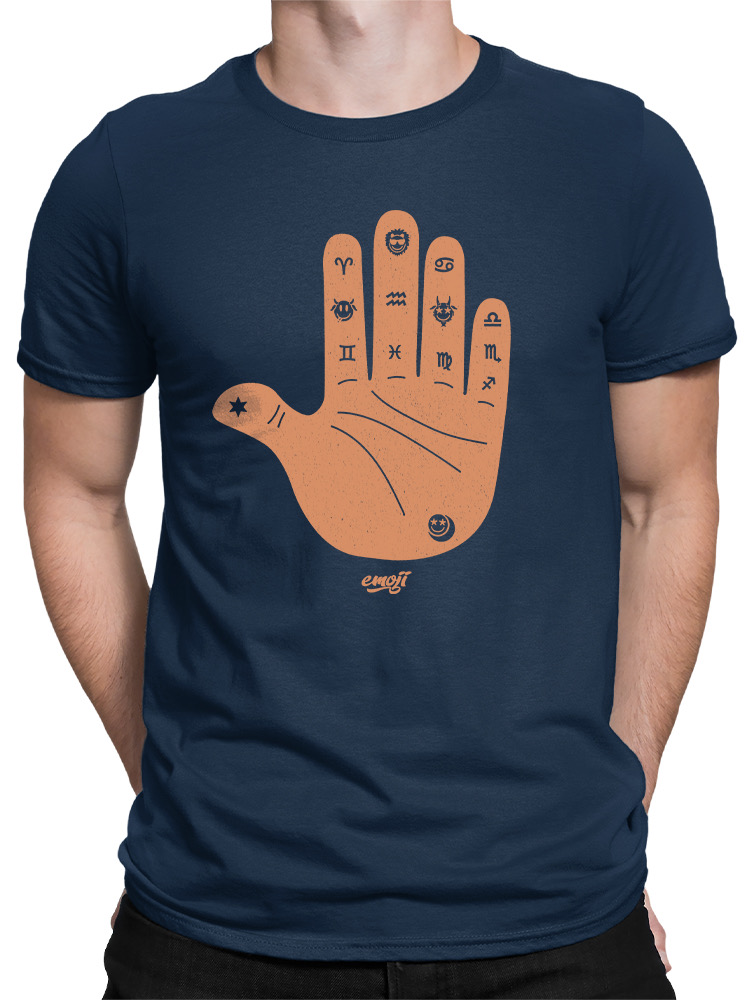 Officially Licensed Emoji Astro Palmistry - Zodiac Hand Art Design Men's T-shirt - Picture 13 of 24