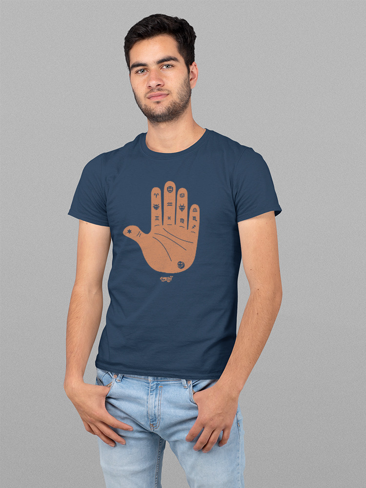 Officially Licensed Emoji Astro Palmistry - Zodiac Hand Art Design Men's T-shirt - Picture 14 of 24