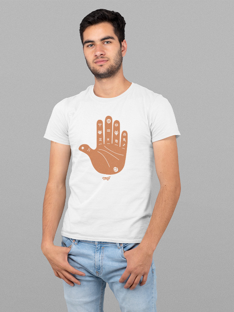 Officially Licensed Emoji Astro Palmistry - Zodiac Hand Art Design Men's T-shirt - Picture 22 of 24