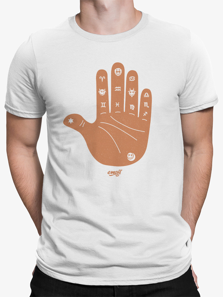 Officially Licensed Emoji Astro Palmistry - Zodiac Hand Art Design Men's T-shirt - Picture 21 of 24