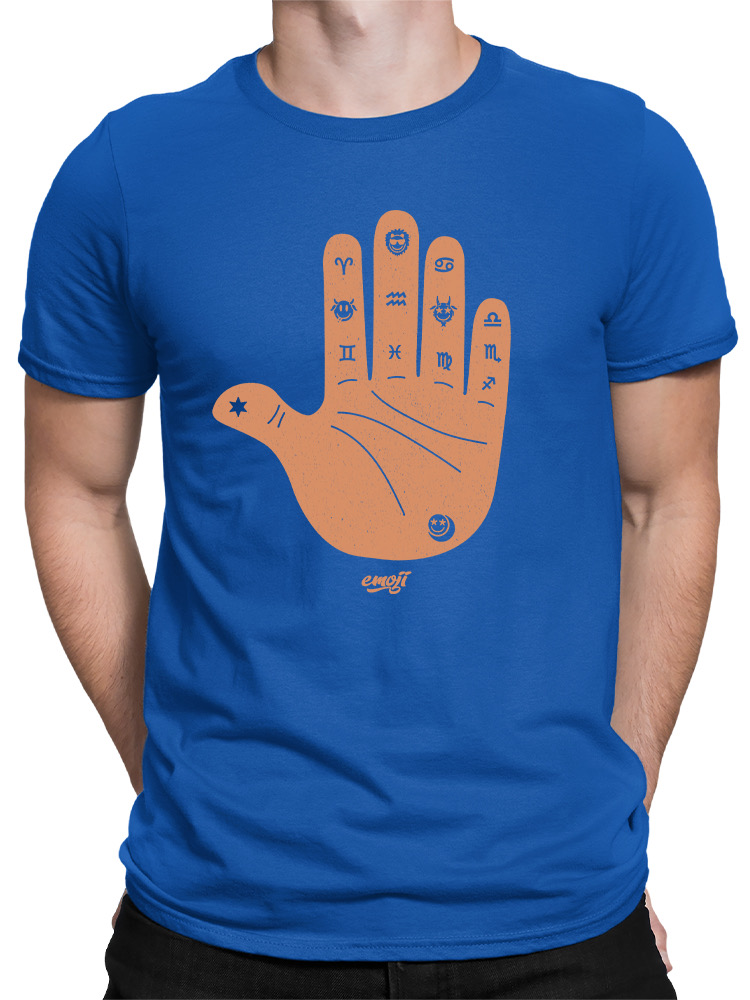 Officially Licensed Emoji Astro Palmistry - Zodiac Hand Art Design Men's T-shirt - Picture 17 of 24