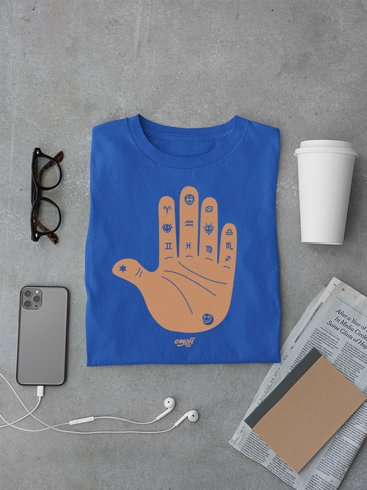 Officially Licensed Emoji Astro Palmistry - Zodiac Hand Art Design Men's T-shirt - Picture 19 of 24