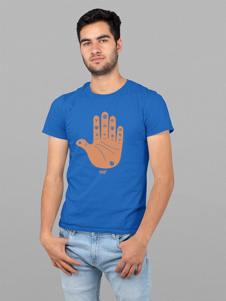 Officially Licensed Emoji Astro Palmistry - Zodiac Hand Art Design Men's T-shirt - Picture 18 of 24