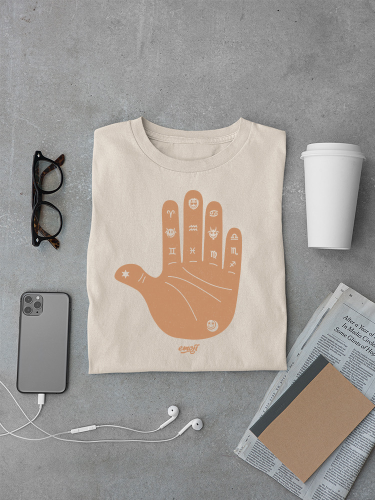 Officially Licensed Emoji Astro Palmistry - Zodiac Hand Art Design Men's T-shirt - Picture 11 of 24
