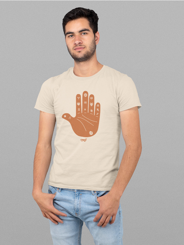 Officially Licensed Emoji Astro Palmistry - Zodiac Hand Art Design Men's T-shirt - Picture 10 of 24
