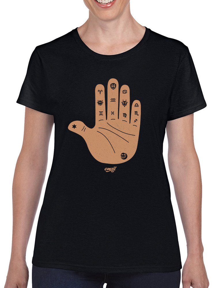 Astro Palmistry - Sternzeichen Hand Emoji Kunst Design Damen T-Shirt - Bild 9 von 28
