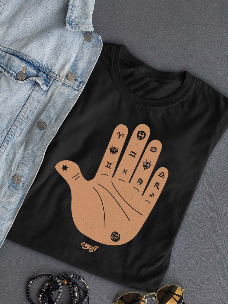 Astro Palmistry - Sternzeichen Hand Emoji Kunst Design Damen T-Shirt - Bild 11 von 28