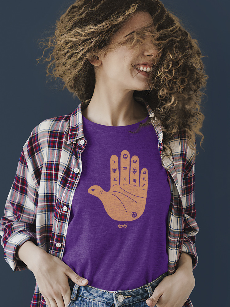 Astro Palmistry - Sternzeichen Hand Emoji Kunst Design Damen T-Shirt - Bild 14 von 28