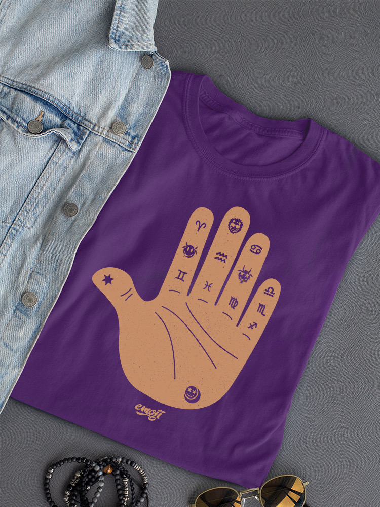 Astro Palmistry - Sternzeichen Hand Emoji Kunst Design Damen T-Shirt - Bild 15 von 28