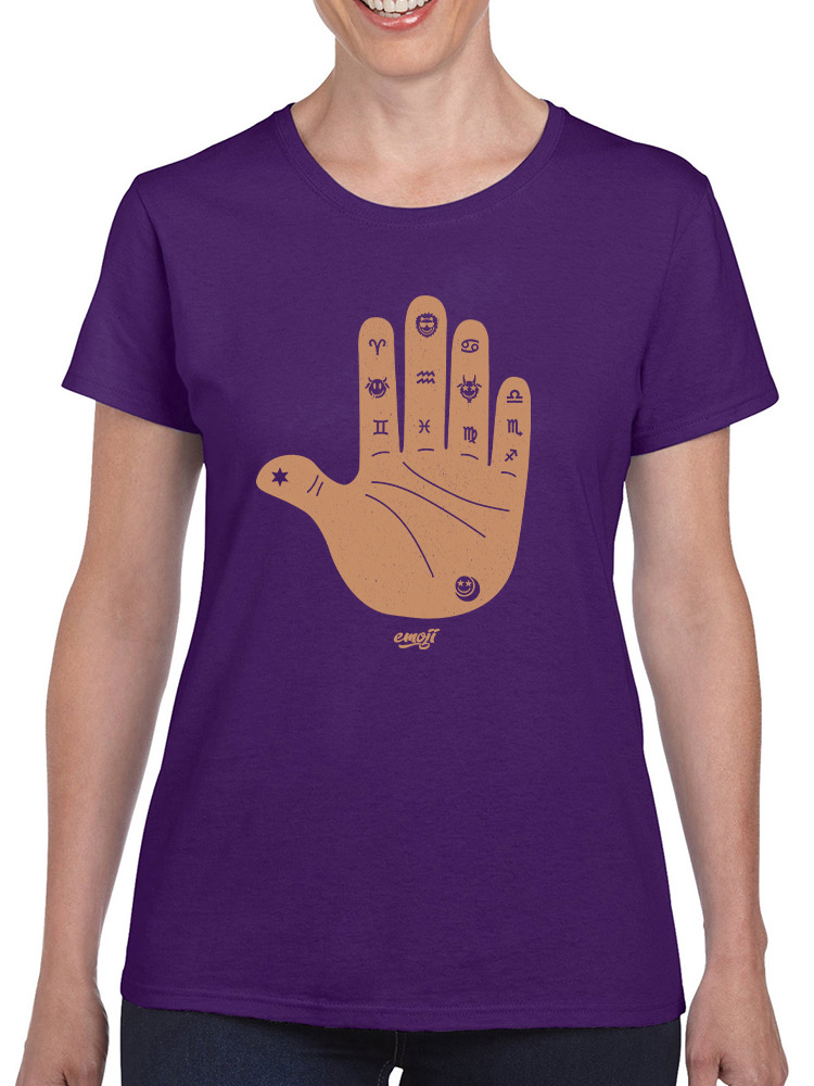Astro Palmistry - Sternzeichen Hand Emoji Kunst Design Damen T-Shirt - Bild 13 von 28