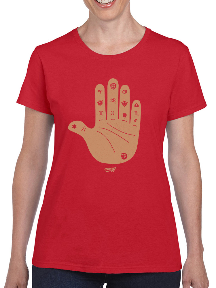 Astro Palmistry - Sternzeichen Hand Emoji Kunst Design Damen T-Shirt - Bild 17 von 28