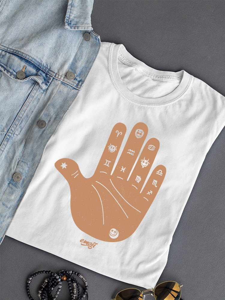 Astro Palmistry - Sternzeichen Hand Emoji Kunst Design Damen T-Shirt - Bild 27 von 28