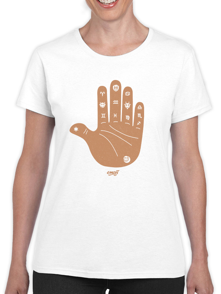 Astro Palmistry - Sternzeichen Hand Emoji Kunst Design Damen T-Shirt - Bild 25 von 28