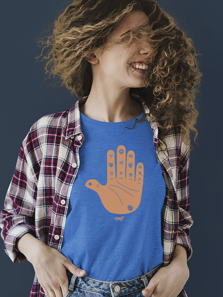 Astro Palmistry - Sternzeichen Hand Emoji Kunst Design Damen T-Shirt - Bild 22 von 28
