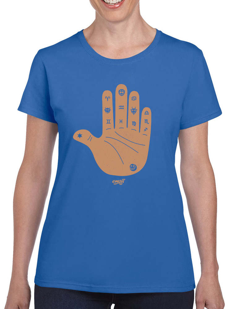Astro Palmistry - Sternzeichen Hand Emoji Kunst Design Damen T-Shirt - Bild 21 von 28