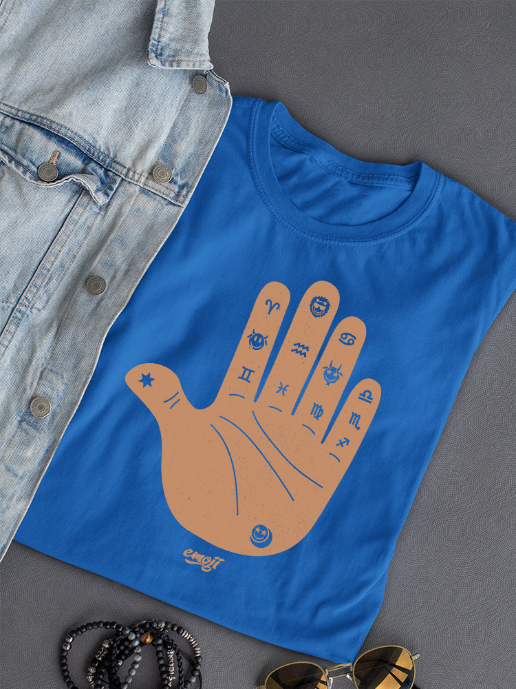 Astro Palmistry - Sternzeichen Hand Emoji Kunst Design Damen T-Shirt - Bild 23 von 28