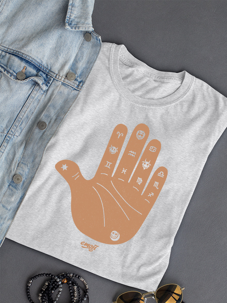 Astro Palmistry - Sternzeichen Hand Emoji Kunst Design Damen T-Shirt - Bild 7 von 28