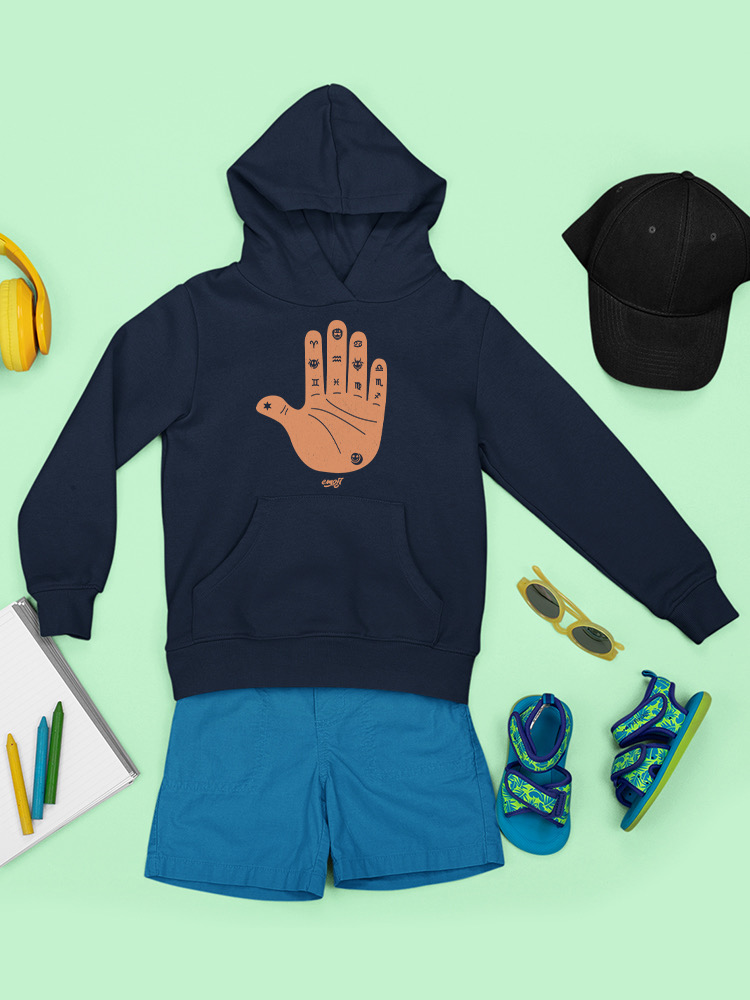 Astro Palmistry - Zodiac Hand Emoji Art Design Jugend Hoodie - Bild 11 von 24