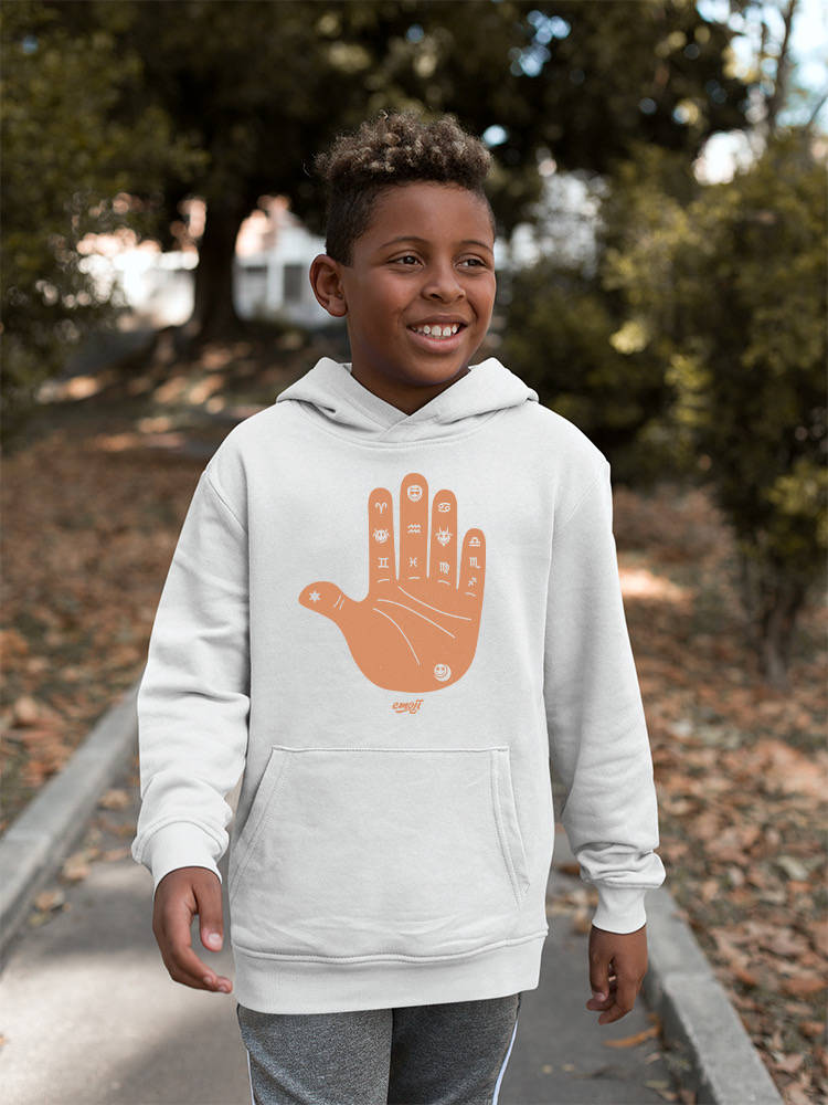 Astro Palmistry - Zodiac Hand Emoji Art Design Jugend Hoodie - Bild 22 von 24