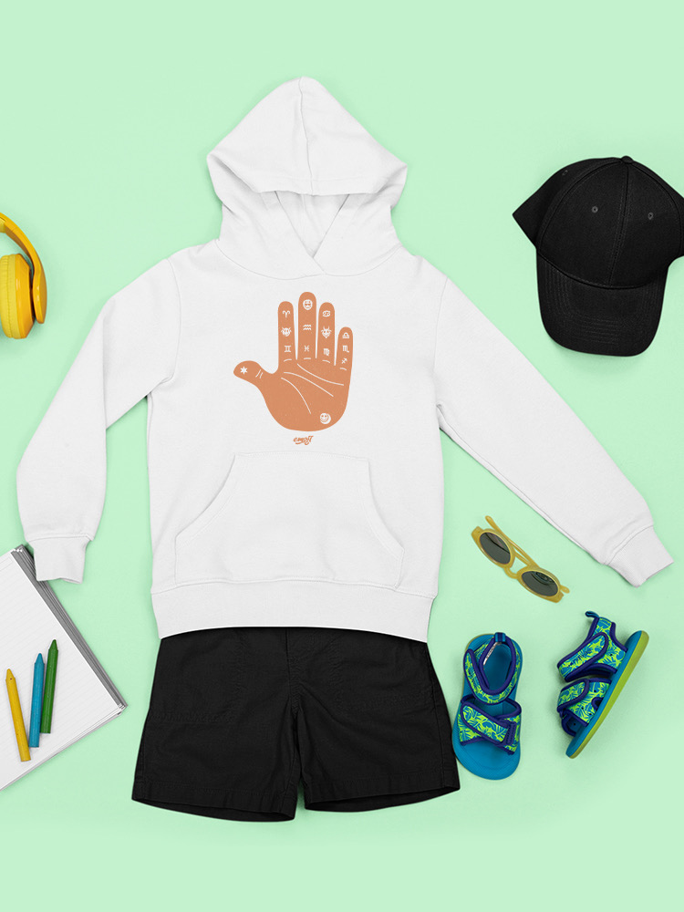 Astro Palmistry - Zodiac Hand Emoji Art Design Jugend Hoodie - Bild 23 von 24