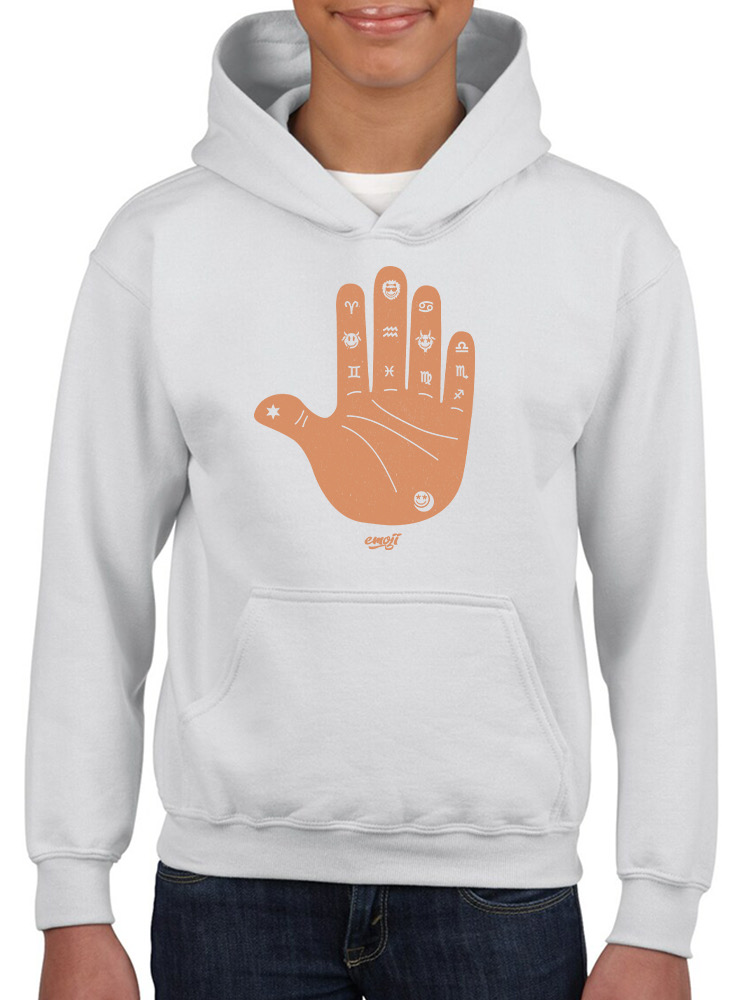 Astro Palmistry - Zodiac Hand Emoji Art Design Jugend Hoodie - Bild 21 von 24