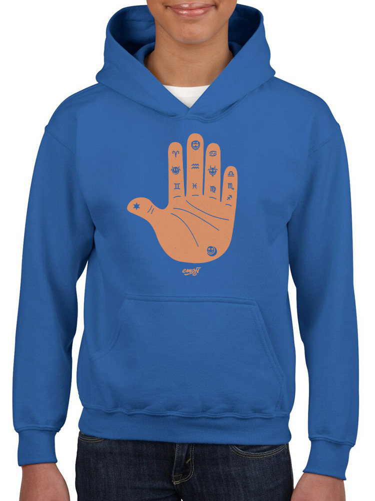 Astro Palmistry - Zodiac Hand Emoji Art Design Jugend Hoodie - Bild 17 von 24